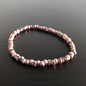 Handmade Minimalist Stretch Bracelet Stacking Rose Gold Czech Beads